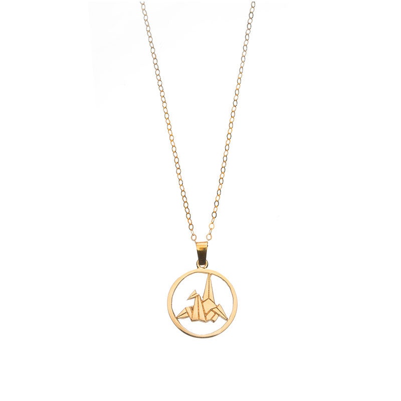 Gold-plated Origami Crane Necklace
