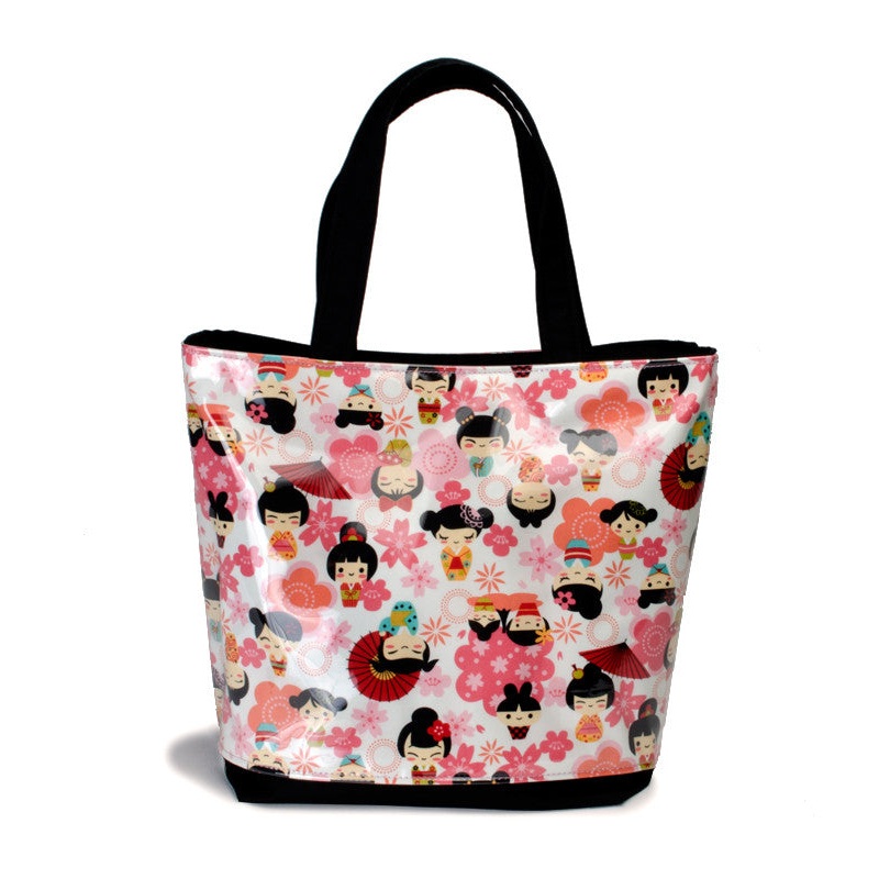 Yancha Flowers and Kokeshi Tote