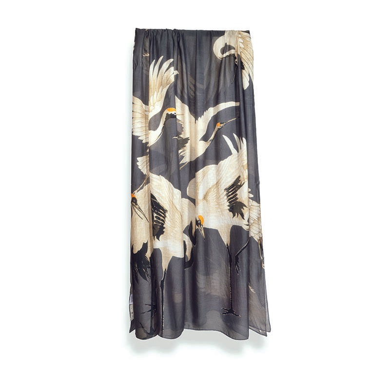 Standing Cranes Scarf-Charcoal