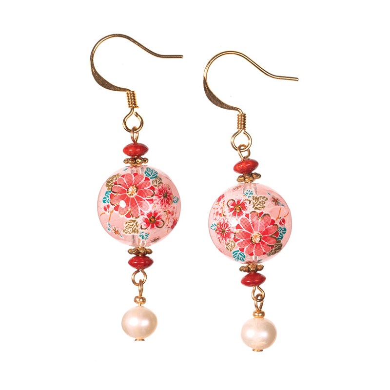 Clear Mum Tensha Bead Earring