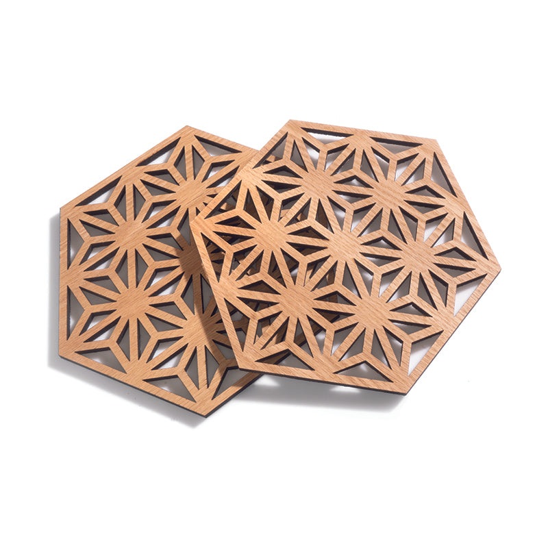Wooden Asanoha Trivets (set of two)