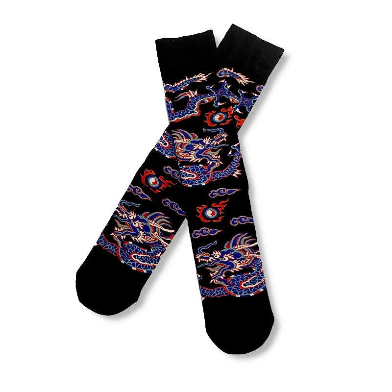 Black and Blue Dragon Socks