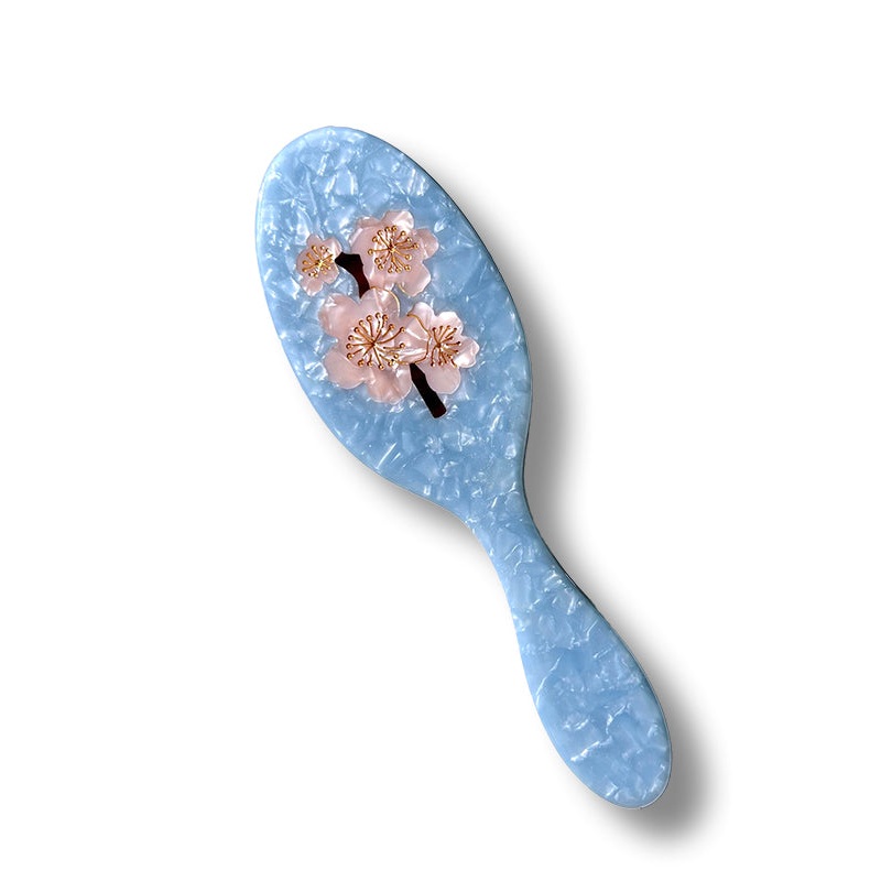 Hand-Painted Sakura Acetate Hair Brush