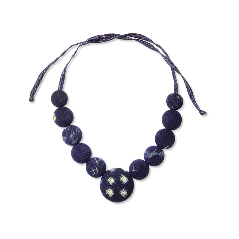 Kurume Kasuri Neckpiece With Single Center Element