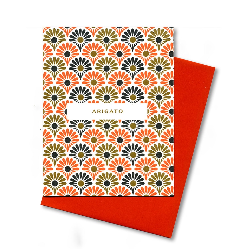 Flower Pattern Arigato Notecard