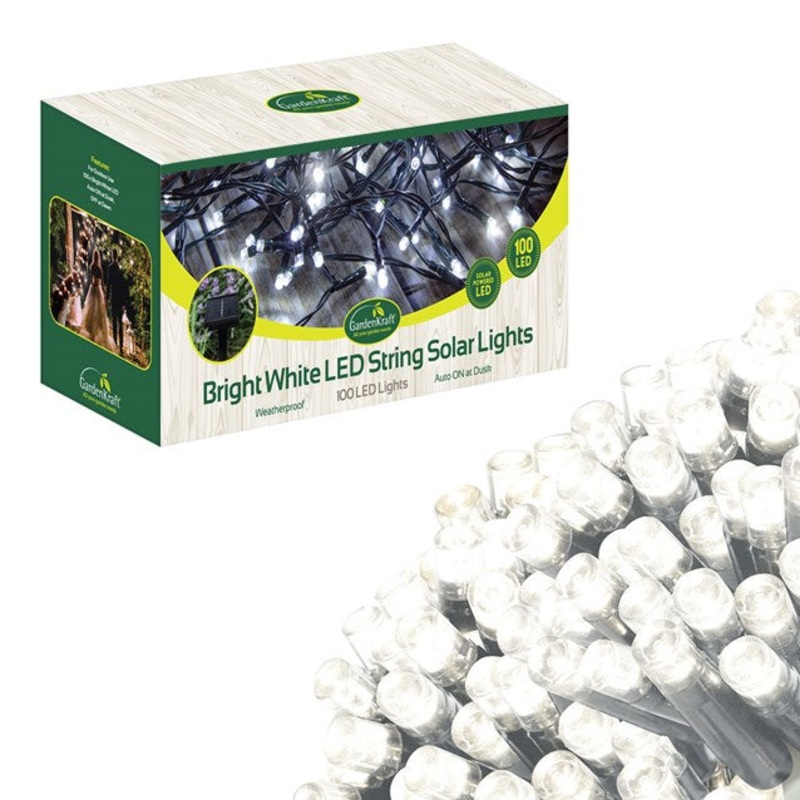 100 LED Solar String Lights – Bright White