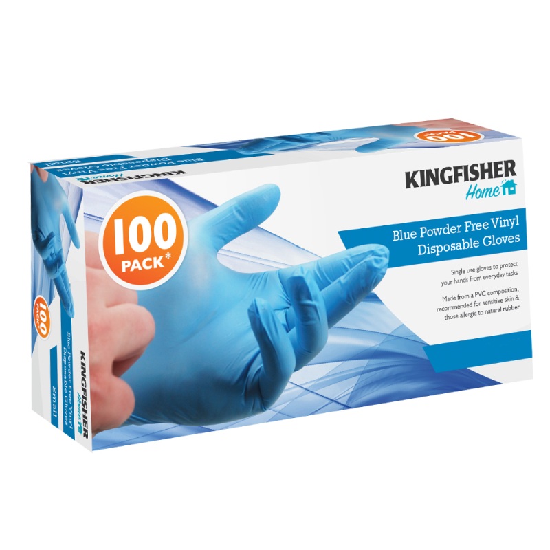 100 PACK BLUE POWDER FREE VINYL GLOVES – MEDIUM