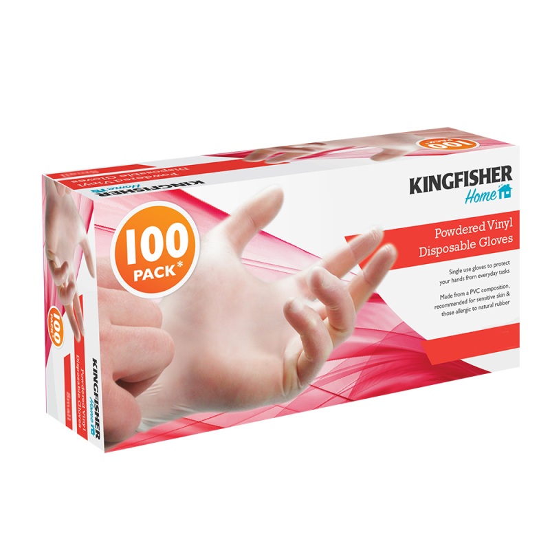 100 PACK POWDERED VINYL DISPOSABLE GLOVES – LARGE