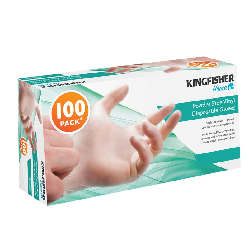 100 PK POWDER FREE VINYL DISPOSABLE GLOVES – LARGE