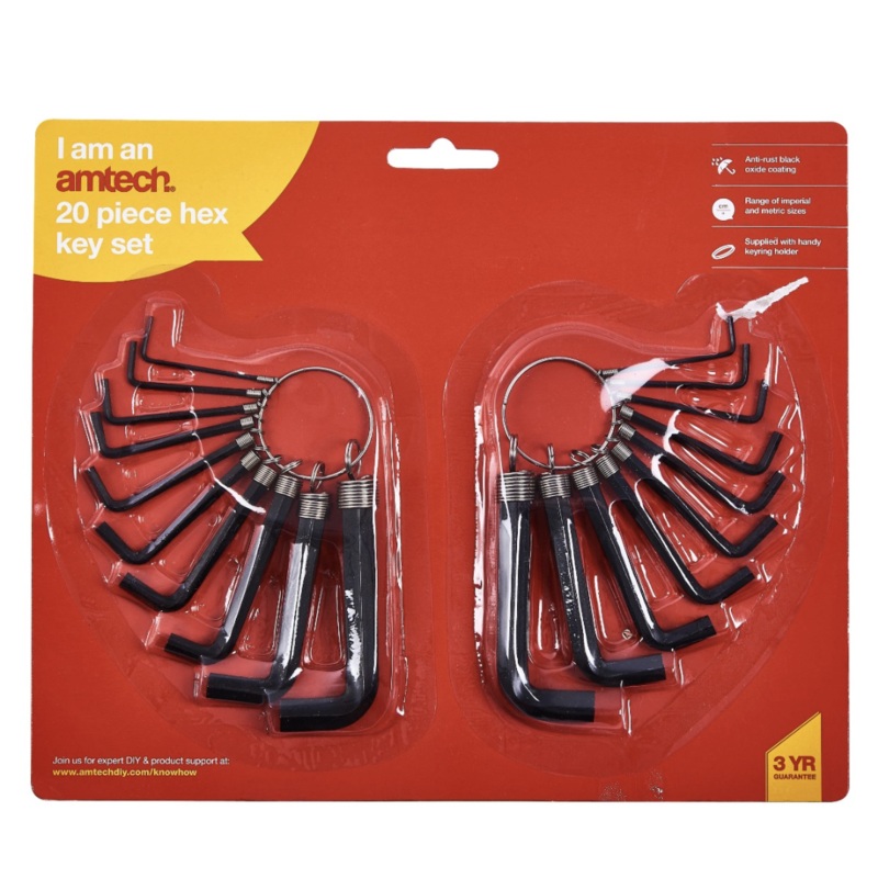 AMTECH HEX KEY SET 20PCE