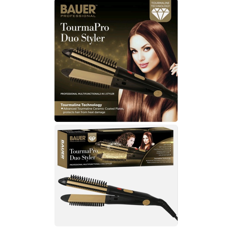 Bauer Professional Tourmaline Ionic Ceramic 2 in 1 Hair Curling and Straightener