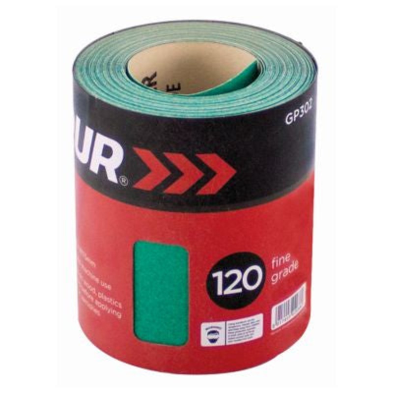BLACKSPUR ALUMINIUM OXIDE FINISHING PAPER 120 FINE GRADE 10M X115MM