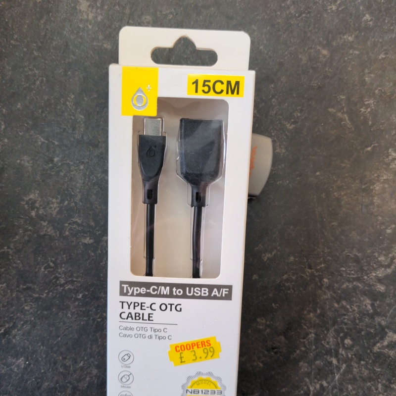Type C to USB A/F cable