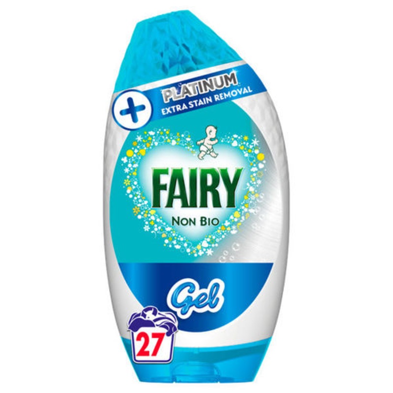 522541 FAIRY PLATINUM GEL NON BIO 27 WASH 945ML