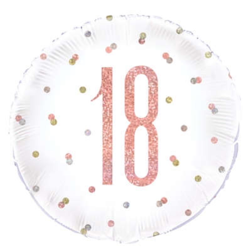 Birthday Rose Gold Glitz Number 18 Round Foil Balloon 18