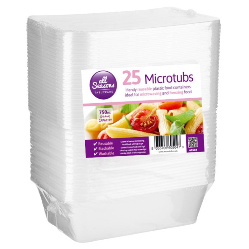 25pk x 750ml Microwave Food Containers
