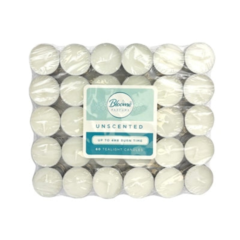 Bloome Unscented White Tealights 60pk