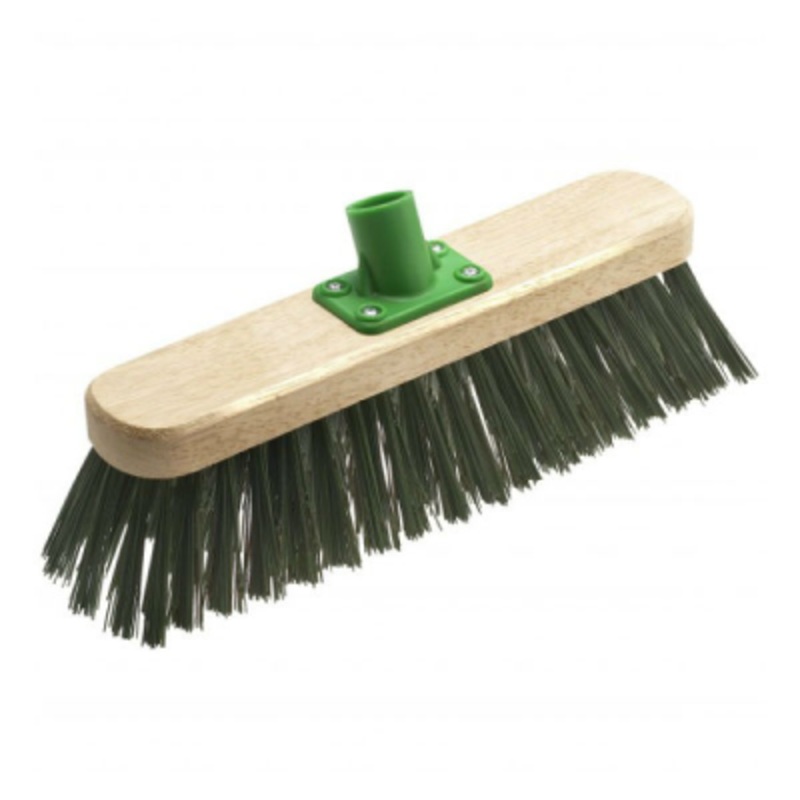 Wooden Broom Head and Handle Complete 12 Green PVC