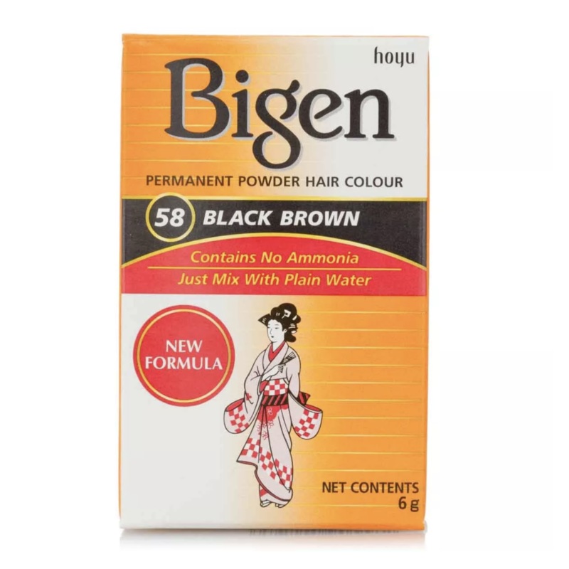 Bigen Dye Permanent Powder Hair Colour 58 Black Brown Hair Color 6g