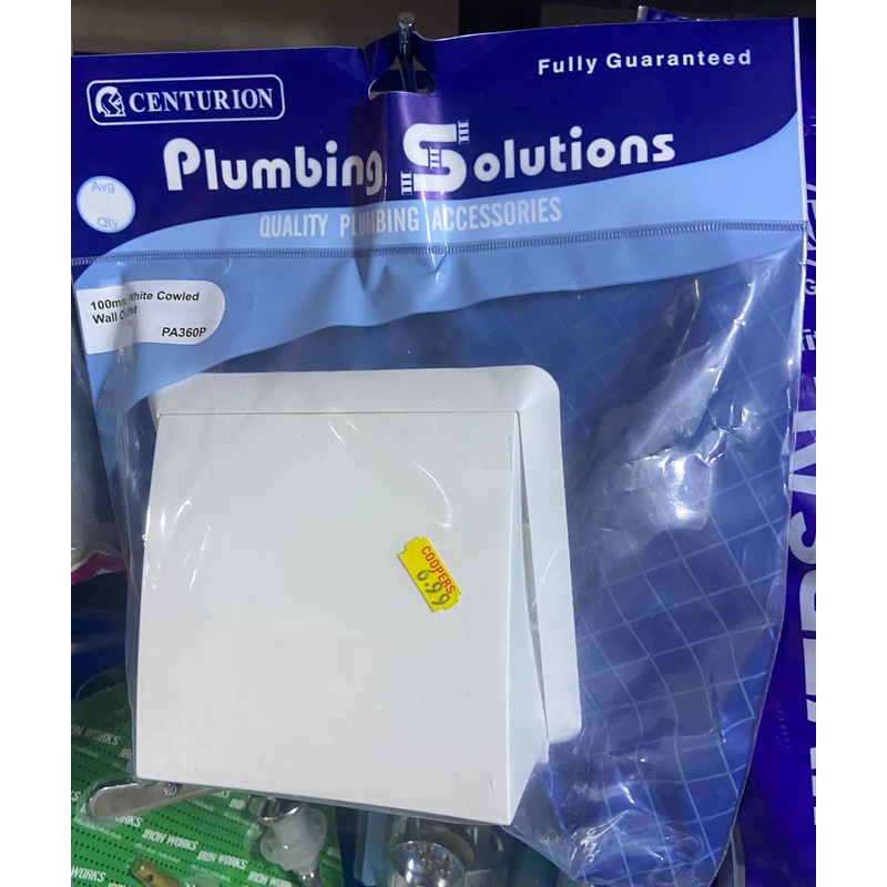 CENTURION PLUMBING SOLUTIONS 100mm WHITE COWLED WALL OUTLET