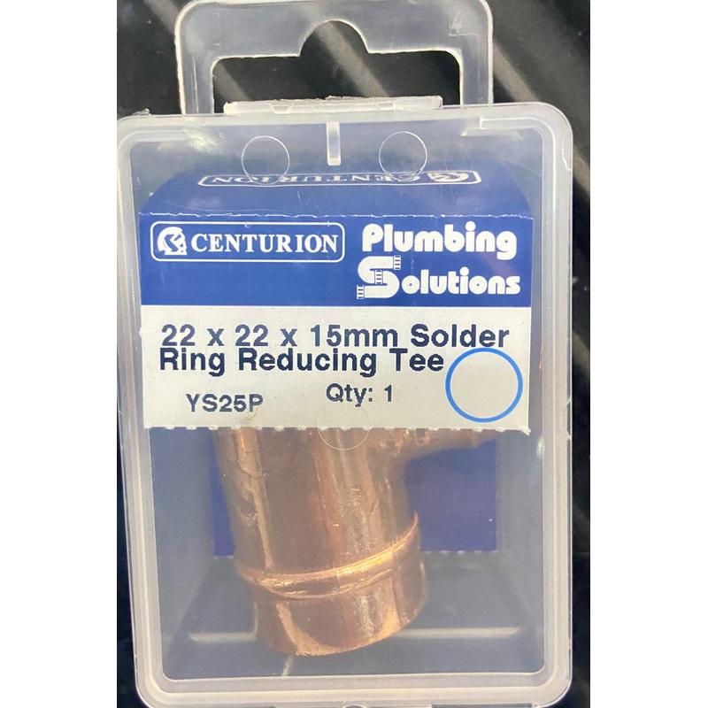 CENTURION PLUMBING SOLUTIONS 22 x 22 x 15mm SOLDER RING REDUCING TEE