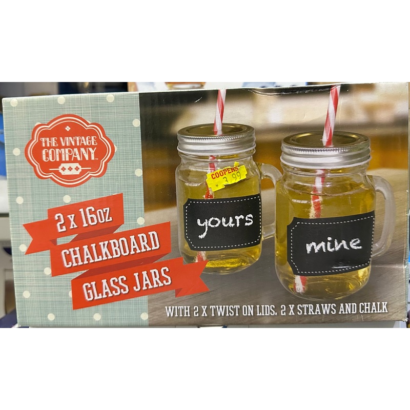 CHALKBOARD GLASS JARS 2PK