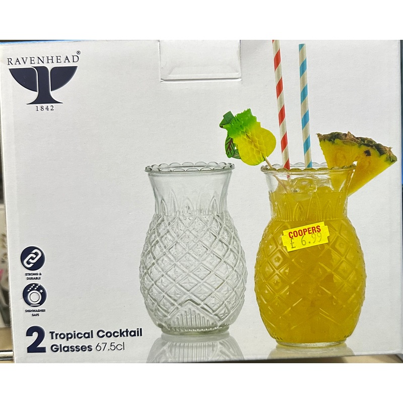 TROPICAL COCKTAIL GLASSES 2PK