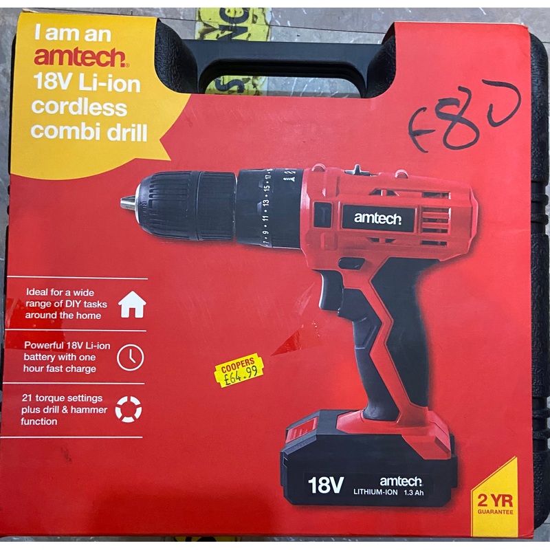 AMTECH 18V LI-ION CORDLESS COMBI DRILL