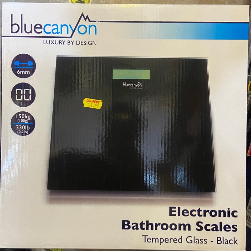BLUECANYON ELECTRONIC BATHROOM SCALES TEMPERED GLASS BLACK