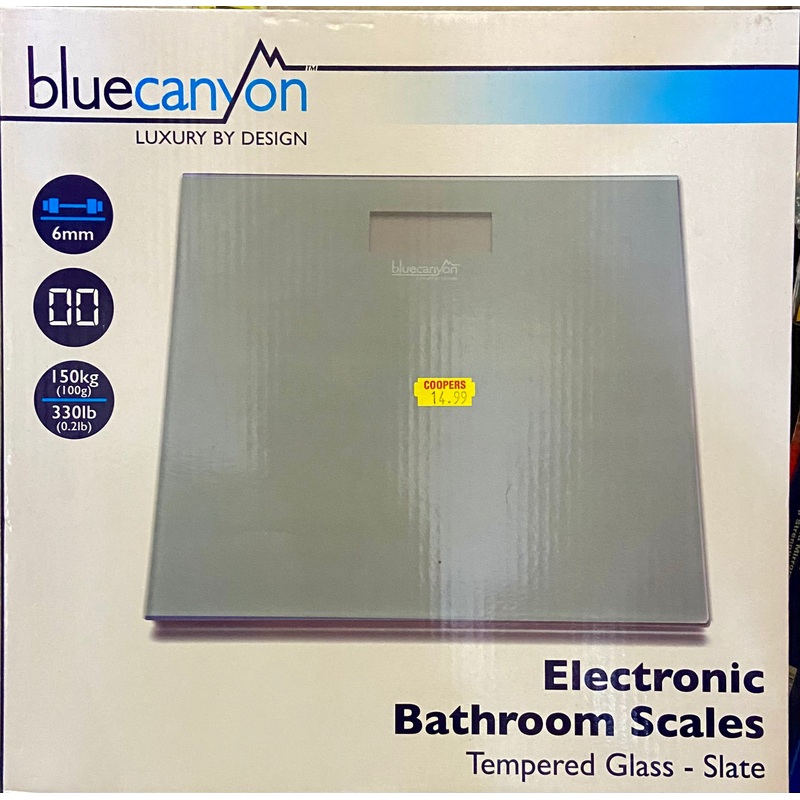 BLUECANYON ELECTRONIC BATHROOM SCALES TEMPERED GLASS SLATE