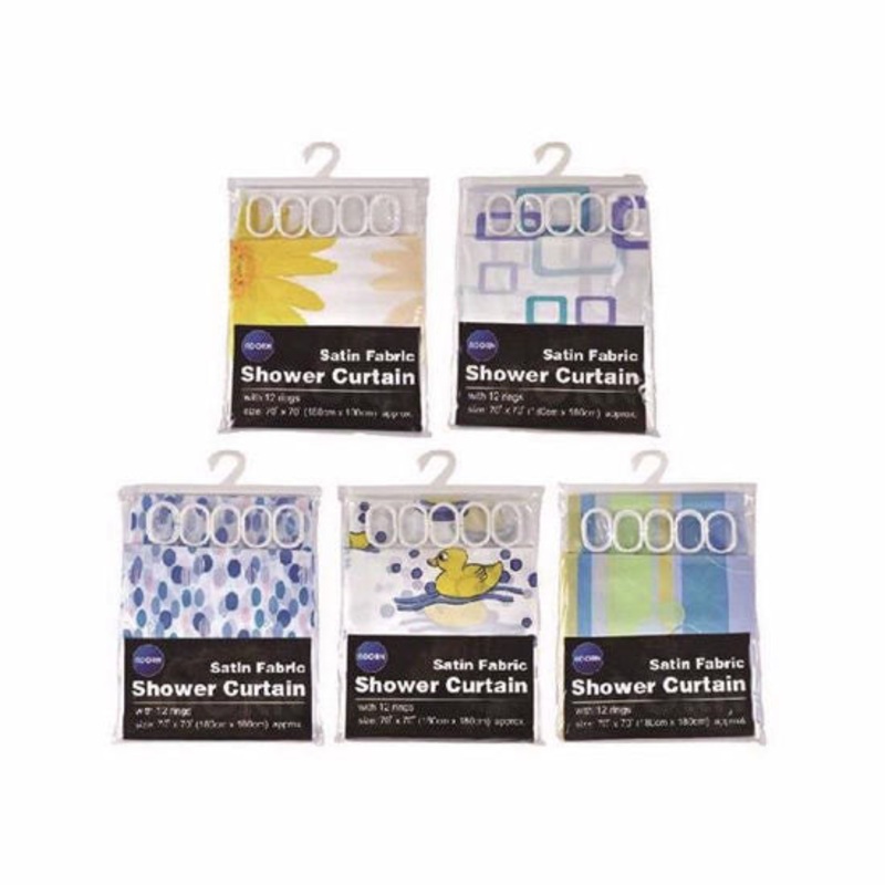 ADORN SHOWER CURTAIN SATIN EFFECT 170X180CM Assorted