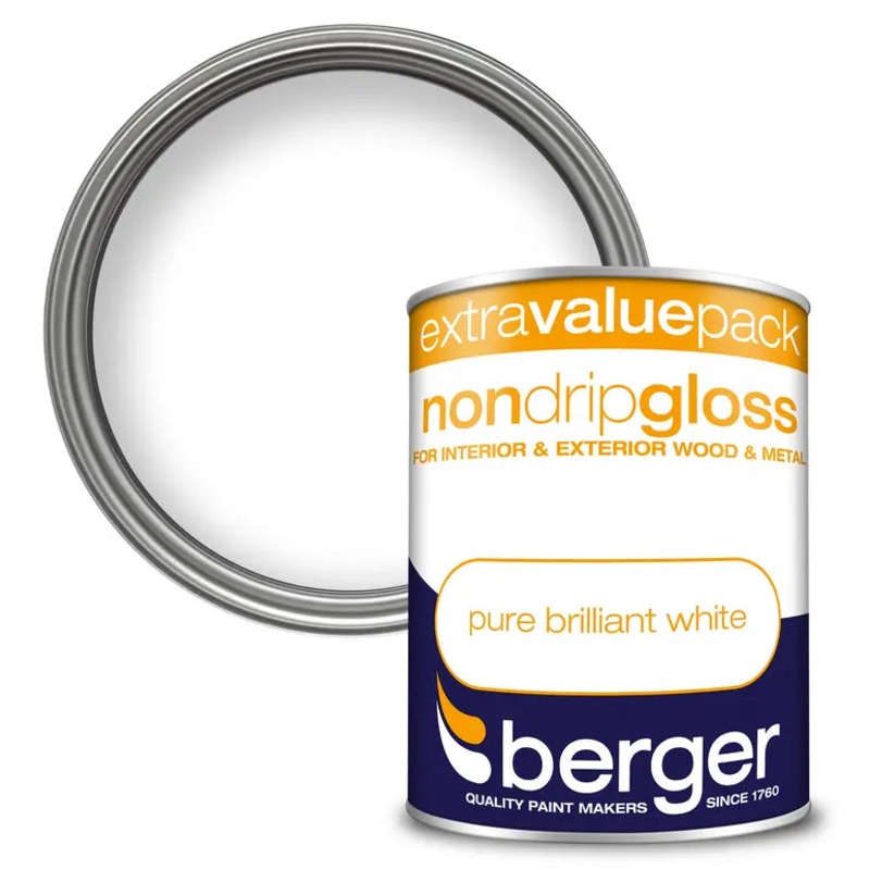 BERGER NON DRIP GLOSS BRILLIANT WHITE 1.25L
