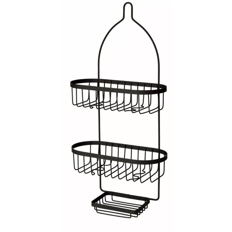 BLUECANYON 3-TIER BLACK ALUMINIUM SHOWER CADDY BATHROOM