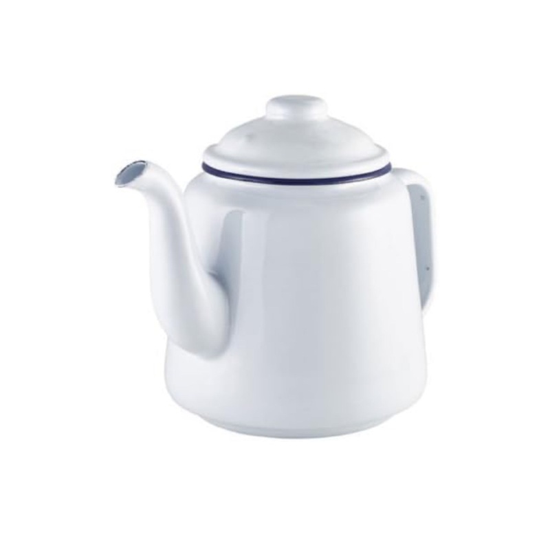 14cm FALCON ENAMEL TEA POT 3 PINTS 1.5L TRADITIONAL OLD STYLE CAMPING (White)