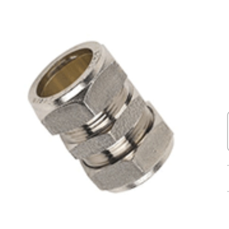 Compression Fittings, Straight, Chrome Plated Brass 15mm