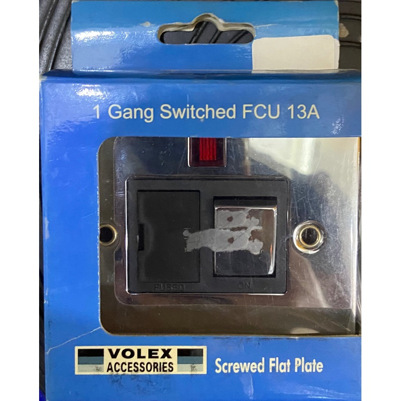 VOLEX 1 GANG SWITCHED FUSED CONNECTION UNIT 13A WITH NEON BLACK INTERIOR POLISHED CHROME