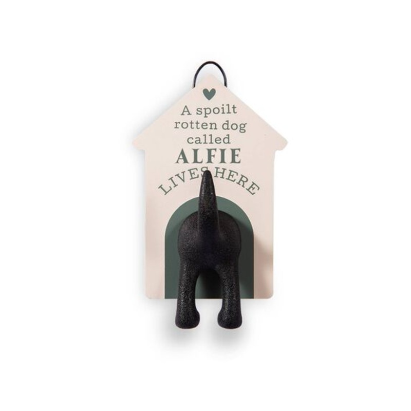 A Spoilt Dog Called ALFIE Lives Here Dog Lead Cloths Hanging Hook