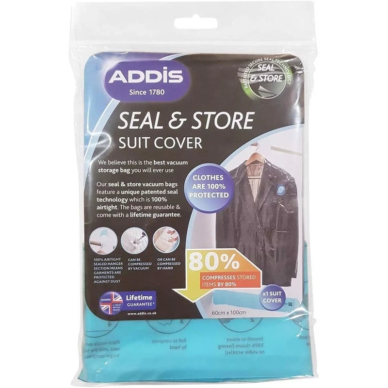 Addis Vacuum Storage air-Tight Seal & Hanging Clothes Bag Clear