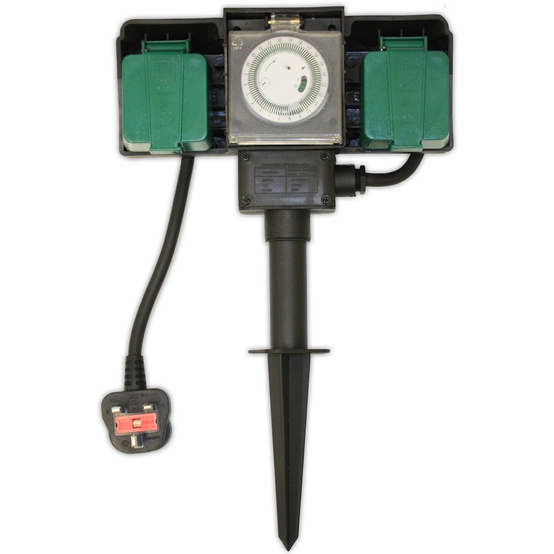 2 WAY GARDEN SOCKET WITH TIMER