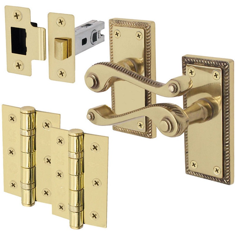 4 door kit Georgian latch brass