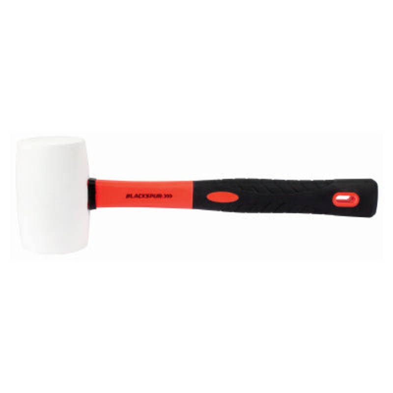 16oz WHITE RUBBER MALLET WITH FIBREGLASS SHAFT