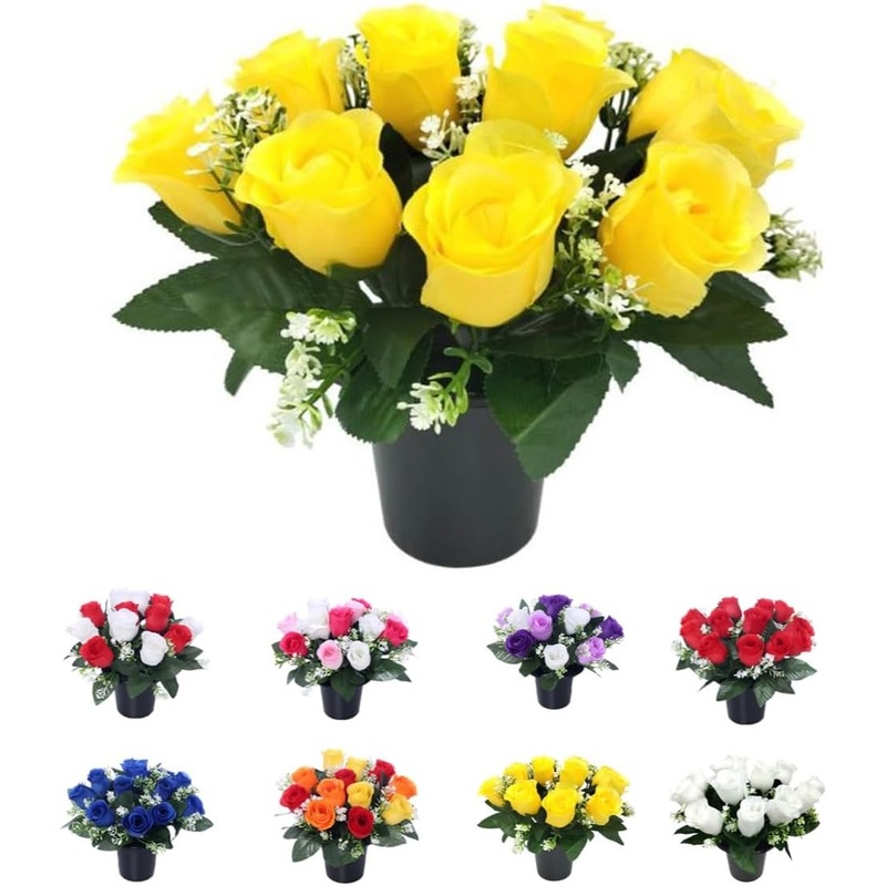 25CM Cemetery & Floral Decorations Grave Flowers Artificial Flowers Assorted Colors