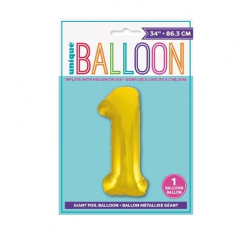 34 CLASSIC GOLD NUMBER 1 FOIL BALLOON (1)