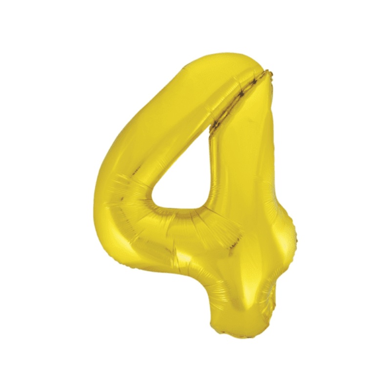 Unique 34 Classic Gold Number 4 Shaped Foil Balloon – 55764