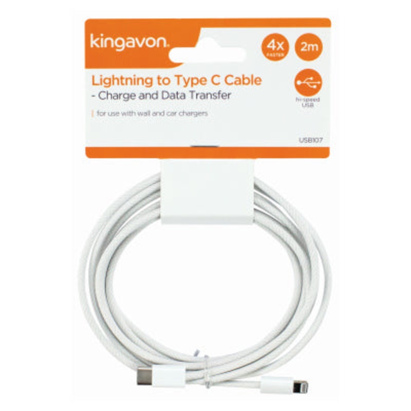 2M LIGHTNING TO TYPE C CABLE – WHITE