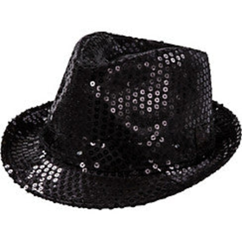 ADULT BLACK SEQUIN GANGSTER HAT