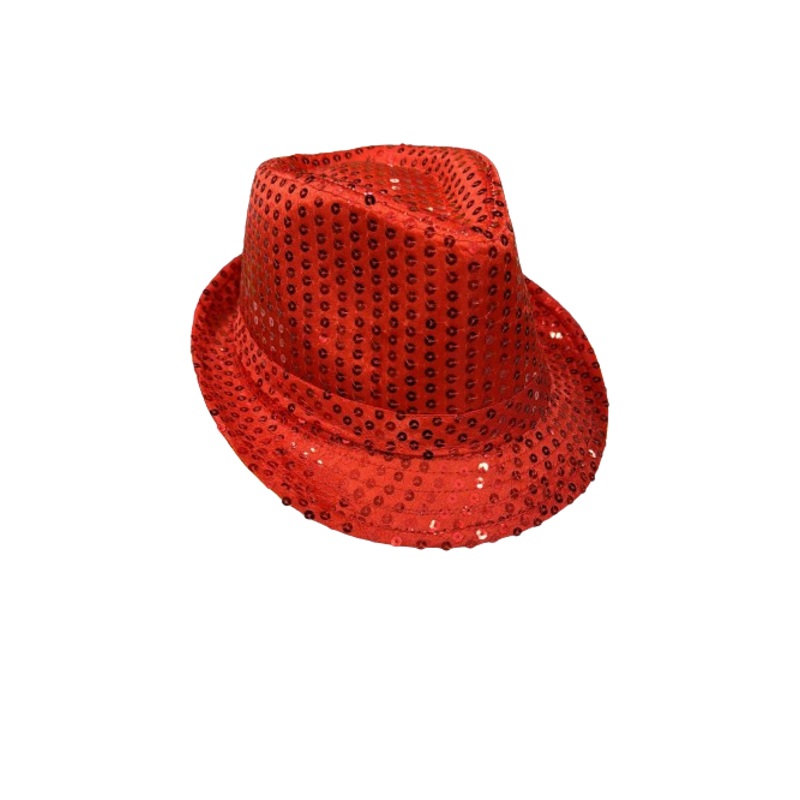 ADULT RED SEQUIN GANGSTER HAT