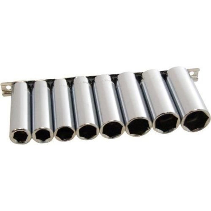 Amtech 9pc 1/2 Drive Deep Socket Set Metric Long Reach 13-24mm Rail
