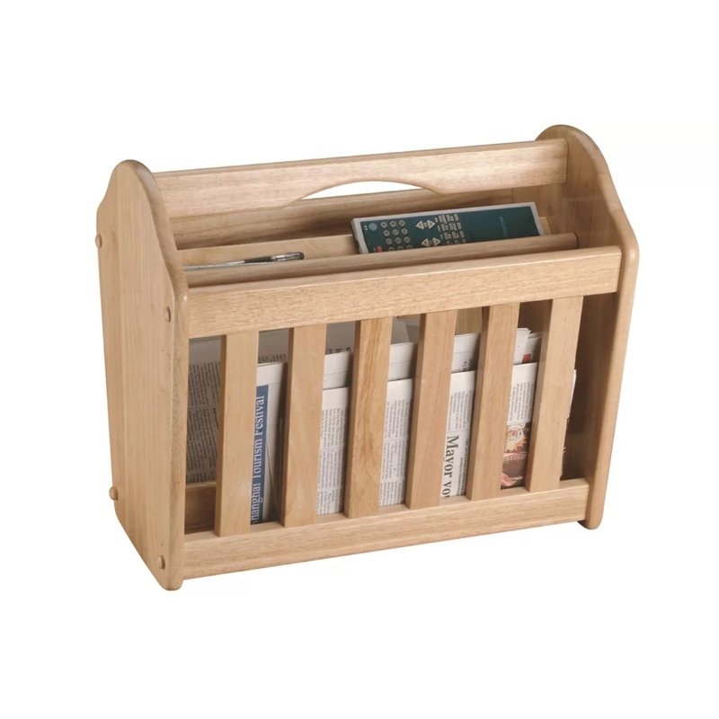 APOLLO MAGAZINE RACK HEVEA RUBBER WOOD WOODEN NEWSPAPER SHELF STORAGE HOLDER STAND
