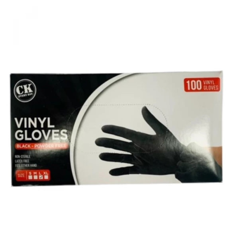 VINYL GLOVES BLACK POWDER FREE L SIZE